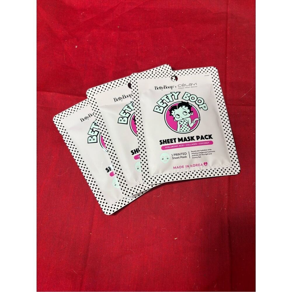 3 New Betty Boop Pink Sheet Mask Pack - Hydrating Women's Skincare